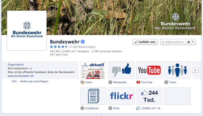 Abb. Screenshot der Facebook-Seite Bundeswehr 